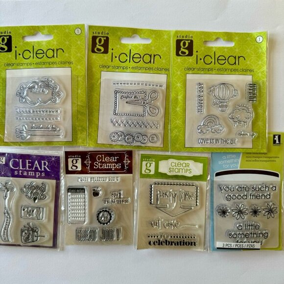 Clear rubber stamps Lot of 31 Various Styles New Sealed and Stamping Blocks - Picture 7 of 8